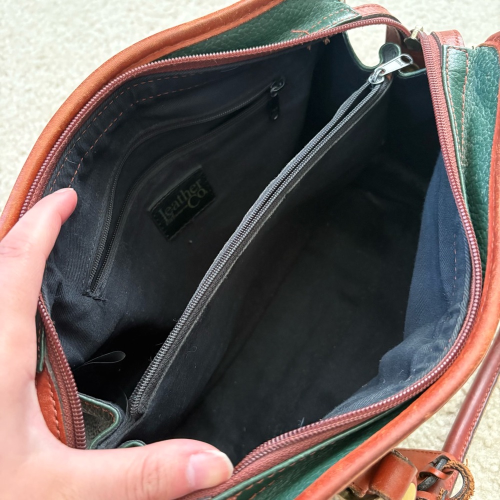 Vintage Liz Claiborne Green and Brown Leather Bag - Picture 8 of 16